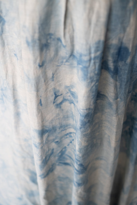琉球藍 Lace up long Onepiece (カラーリネン×TYE-DYE)