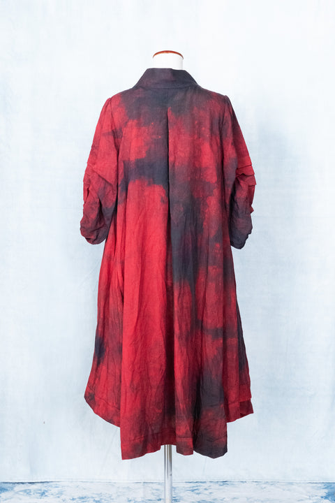 琉球藍 TUCK SLEEVE ONEPIECE (カラーリネン×TYE-DYE)