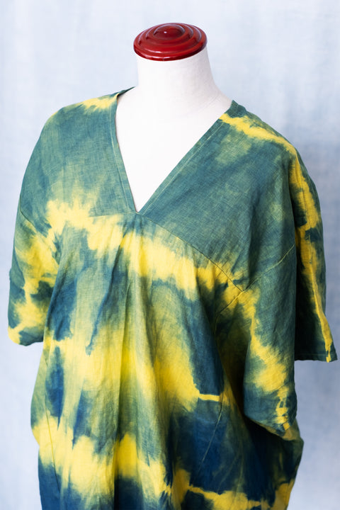 琉球藍 PONCHO TOPS (カラーリネン×絞り染)