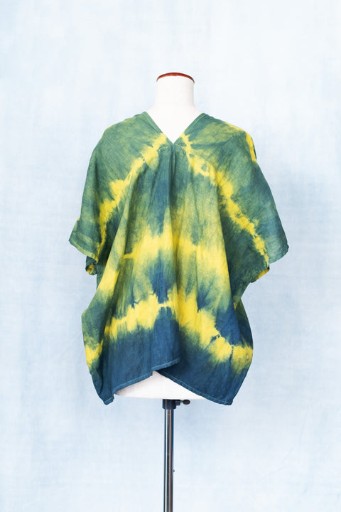 琉球藍 PONCHO TOPS (カラーリネン×絞り染)