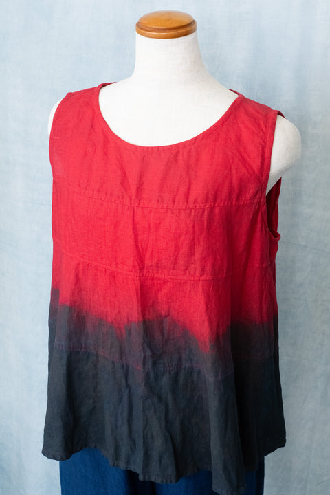 琉球藍 TIERD FLARE TOPS (カラーリネン×TYE-DYE)