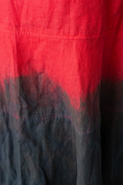 琉球藍 TIERD FLARE TOPS (カラーリネン×TYE-DYE)
