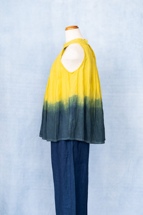 琉球藍 HALTER NECK TOPS (カラーリネン×TYE-DYE)
