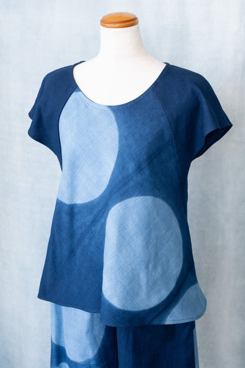 琉球藍 Trench Sleeve Tops (一部丸柄)