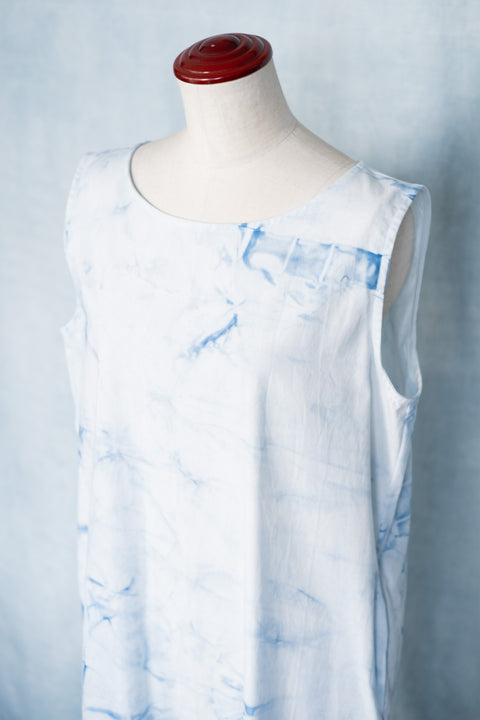 琉球藍Gather hem onepiece /TYE-DYE