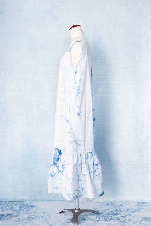 琉球藍Gather hem onepiece /TYE-DYE