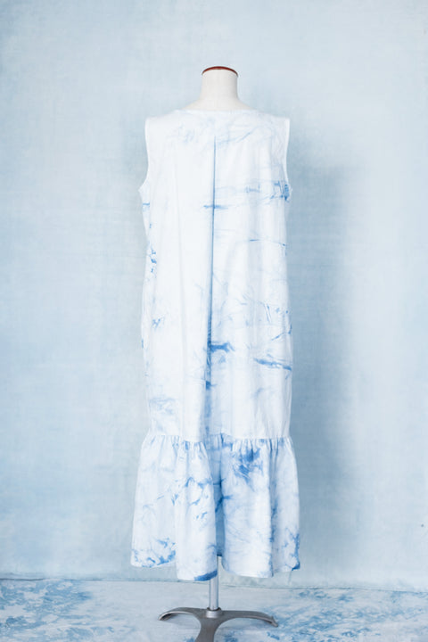 琉球藍Gather hem onepiece /TYE-DYE