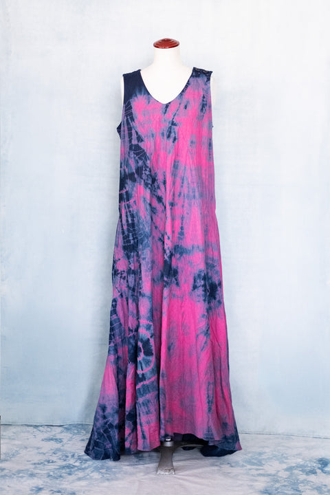 琉球藍 Machi Dress2 (カラーリネン×絞り)