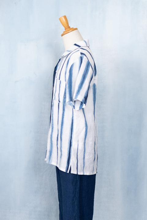 琉球藍 OPEN COLLAR SHIRTS / STRIPE