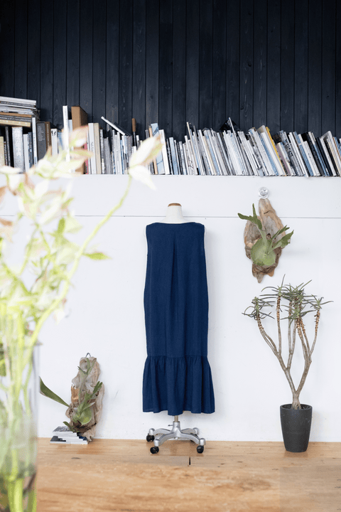 琉球藍Gather hem onepiece