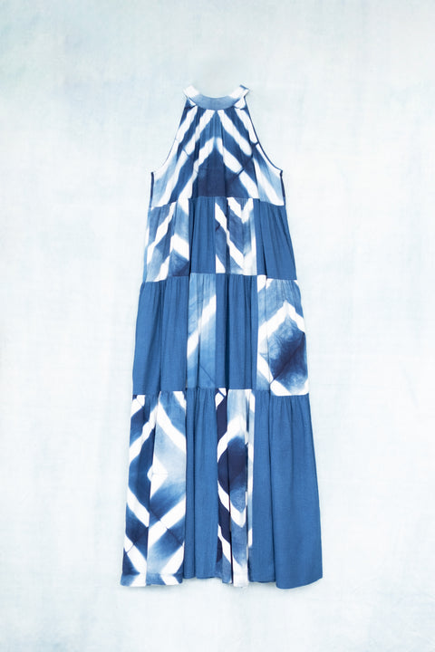 琉球藍ティアードワンピース (地柄②)