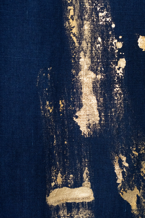 琉球藍 Double drape onepiece (金箔風)