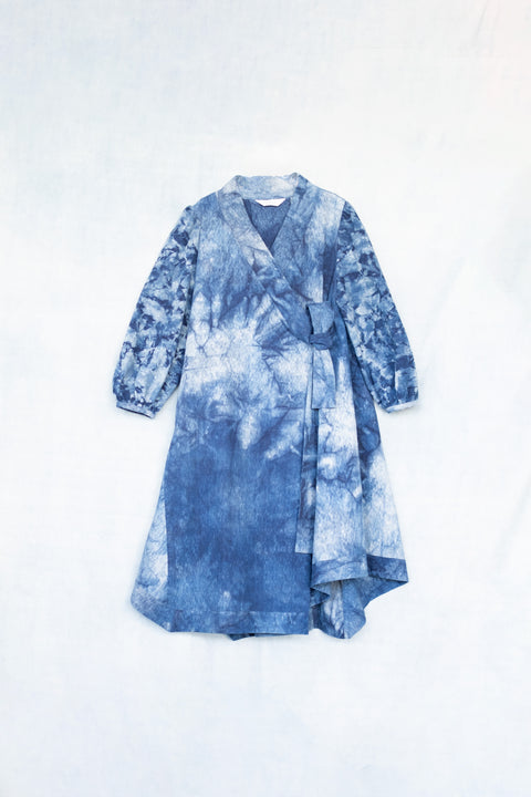 琉球藍 VOLUME HEM ONEPIECE(模様染め)