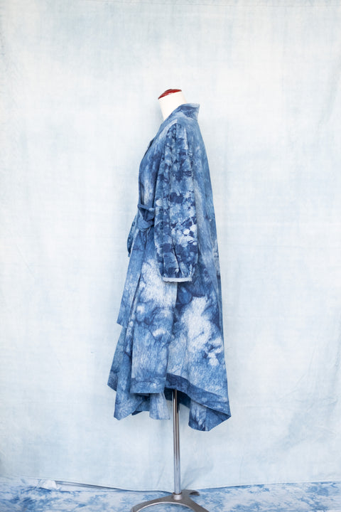 琉球藍 VOLUME HEM ONEPIECE(模様染め)