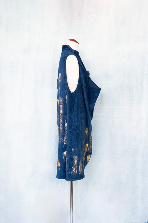 琉球藍 Big tuck onepiece (金箔風①)