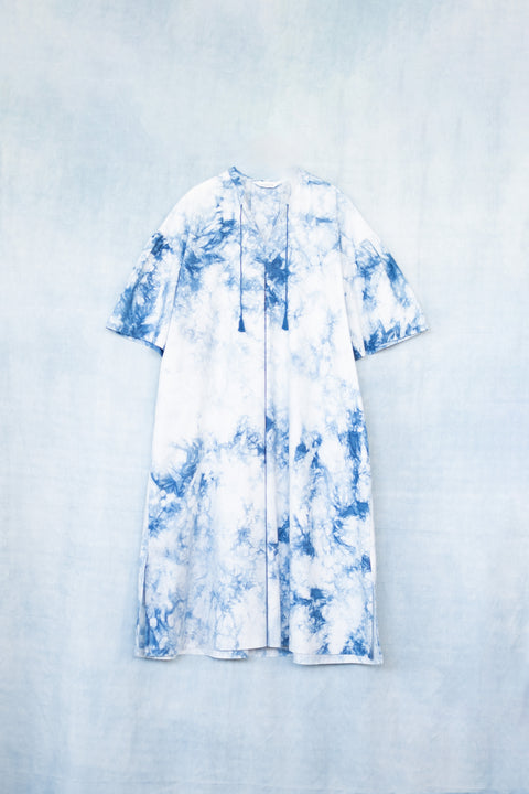 琉球藍 Stand collar onepiece /TYE-DYE