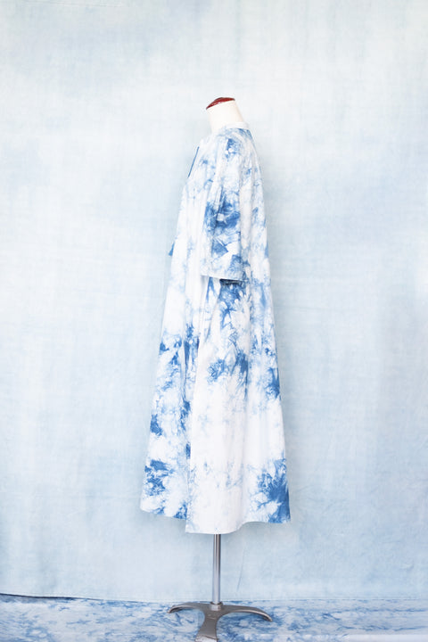 琉球藍 Stand collar onepiece /TYE-DYE