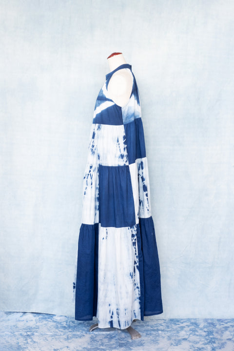 琉球藍ティアードワンピース (地柄③)