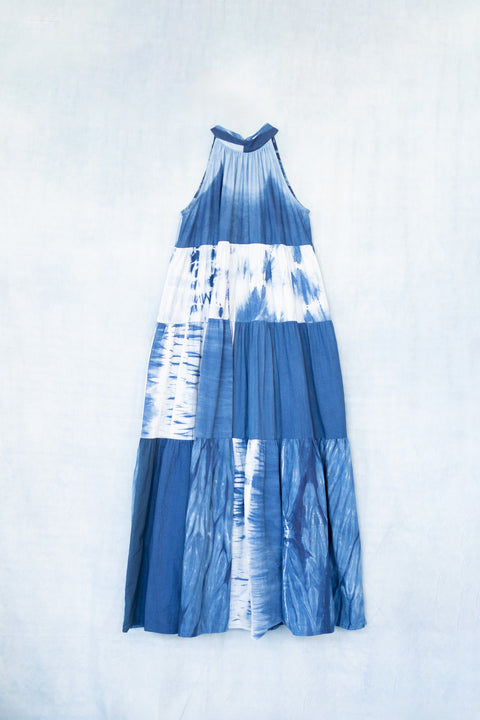 琉球藍ティアードワンピース (地柄⑦)