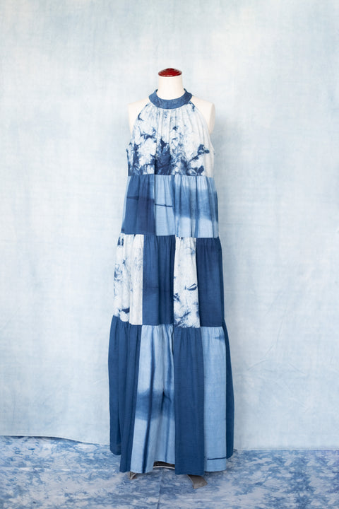 琉球藍ティアードワンピース (地柄⑤)