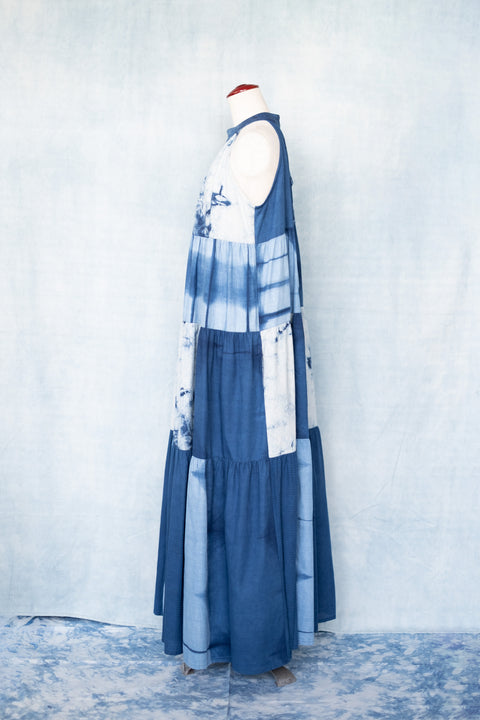 琉球藍ティアードワンピース (地柄⑤)