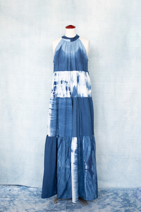 琉球藍ティアードワンピース (地柄⑦)