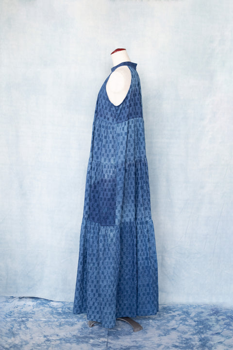 琉球藍ティアードワンピース (地柄⑧)