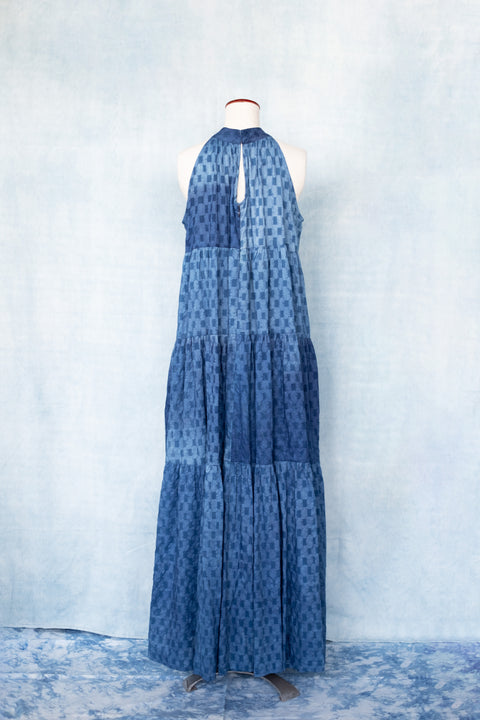 琉球藍ティアードワンピース (地柄⑧)