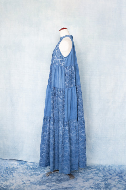 琉球藍ティアードワンピース (地柄⑨)