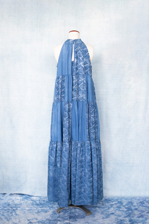 琉球藍ティアードワンピース (地柄⑨)