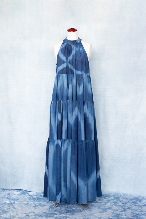 琉球藍ティアードワンピース (地柄⑥)