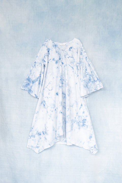 琉球藍 蝶ネクタイワンピース /TYE-DYE