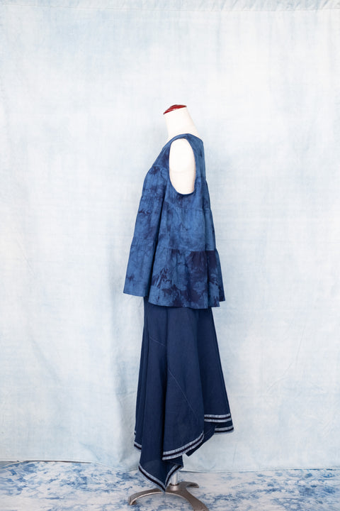 琉球藍 TIERD GATHERS TOPS