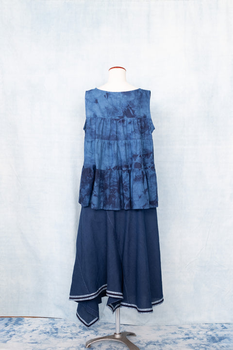 琉球藍 TIERD GATHERS TOPS