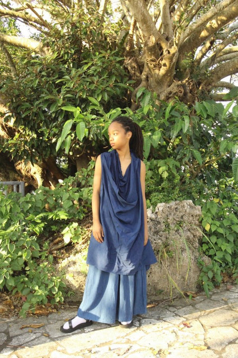 琉球藍 Double drape onepiece