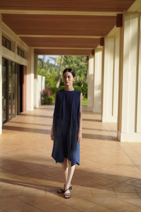 琉球藍 DOUBLE TUCK ONEPIECE