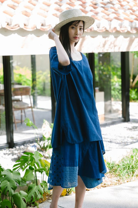 琉球藍Flare sleeve shirt