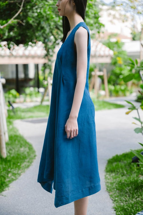 琉球藍 V-neck One-piece