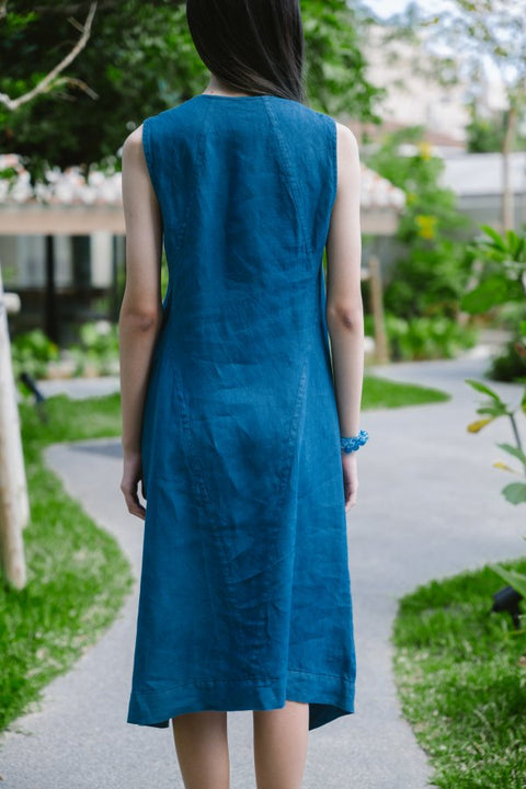 琉球藍 V-neck One-piece