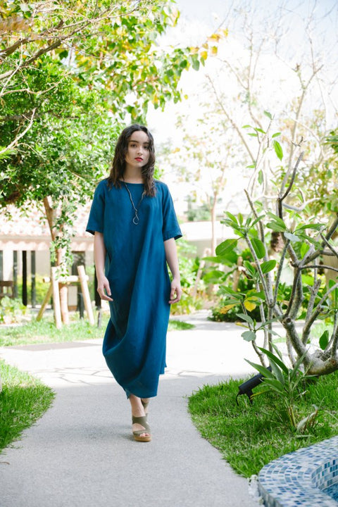 琉球藍 Side drape onepiece