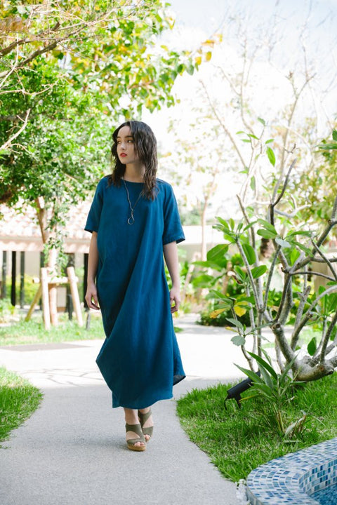 琉球藍 Side drape onepiece
