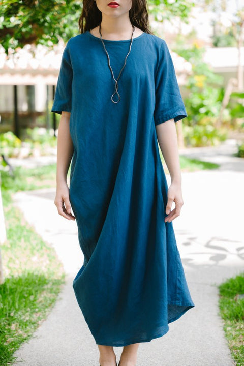 琉球藍 Side drape onepiece