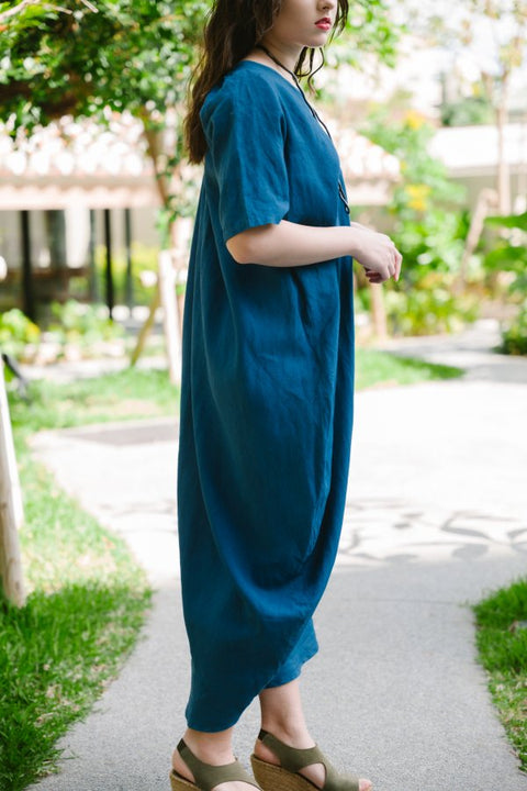 琉球藍 Side drape onepiece