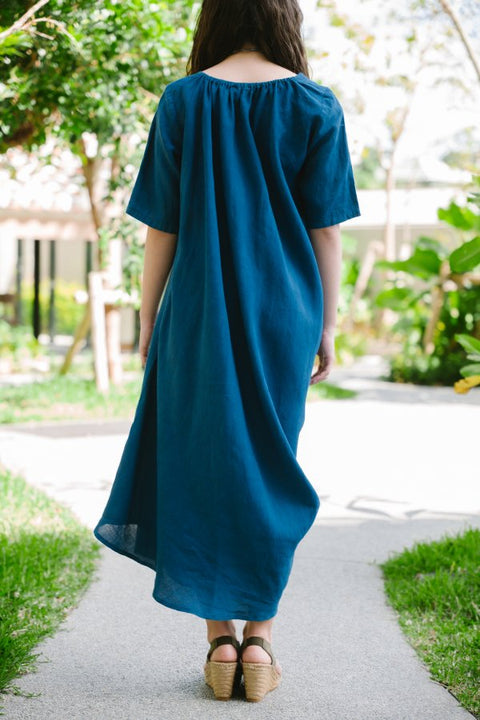 琉球藍 Side drape onepiece