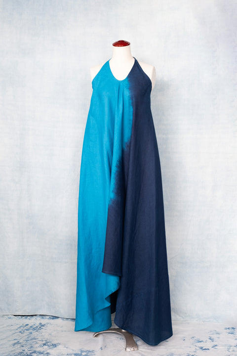 琉球藍 Halter Neck Dress (カラーリネン)