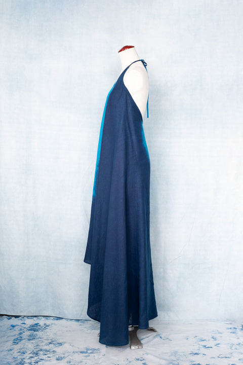 琉球藍 Halter Neck Dress (カラーリネン)