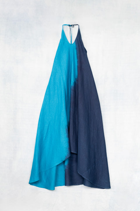琉球藍 Halter Neck Dress (カラーリネン)