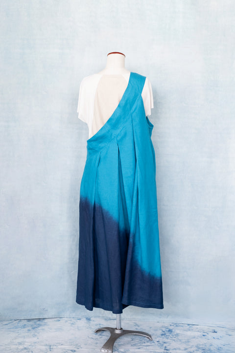 琉球藍 ONESHOULDER SKIRT (カラーリネン)