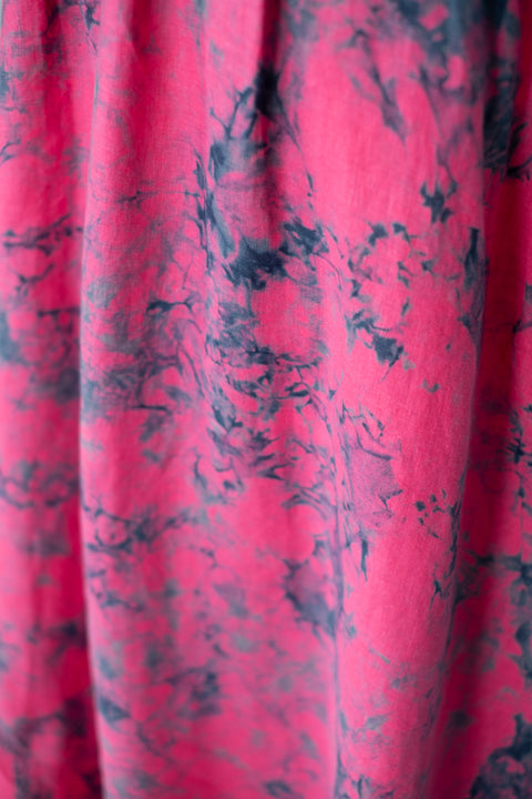 琉球藍 Lace up long Onepiece (カラーリネン×TYE-DYE)