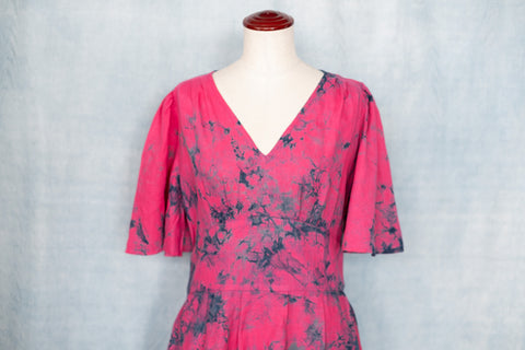 琉球藍 Lace up long Onepiece (カラーリネン×TYE-DYE)